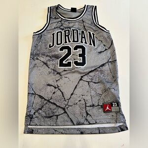 MICHAEL Jordan 23 Kids' Black and Gray Cracked Pattern Jersey NBA 12-13 years